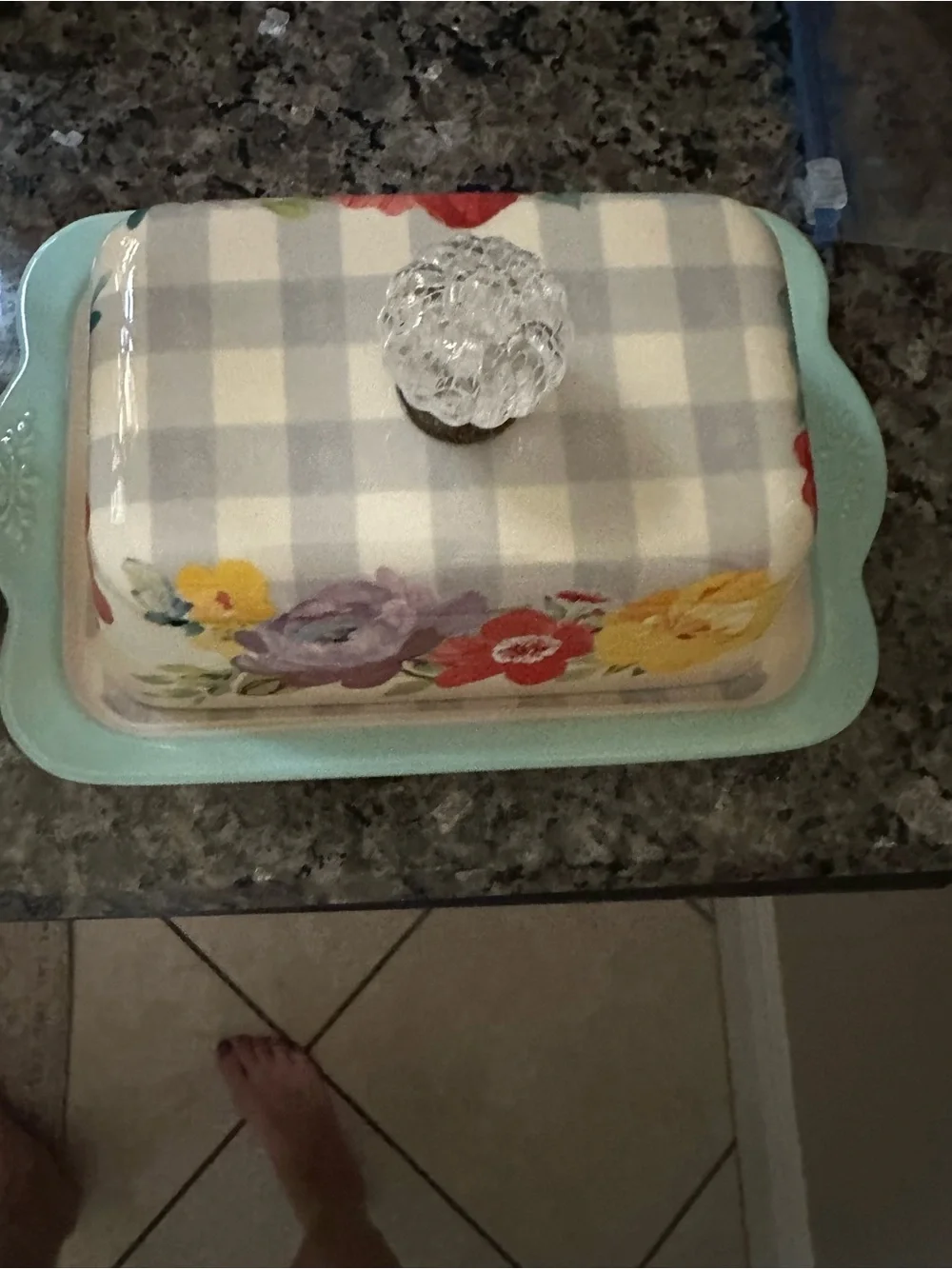 Pioneer woman butter dish fits two sticks